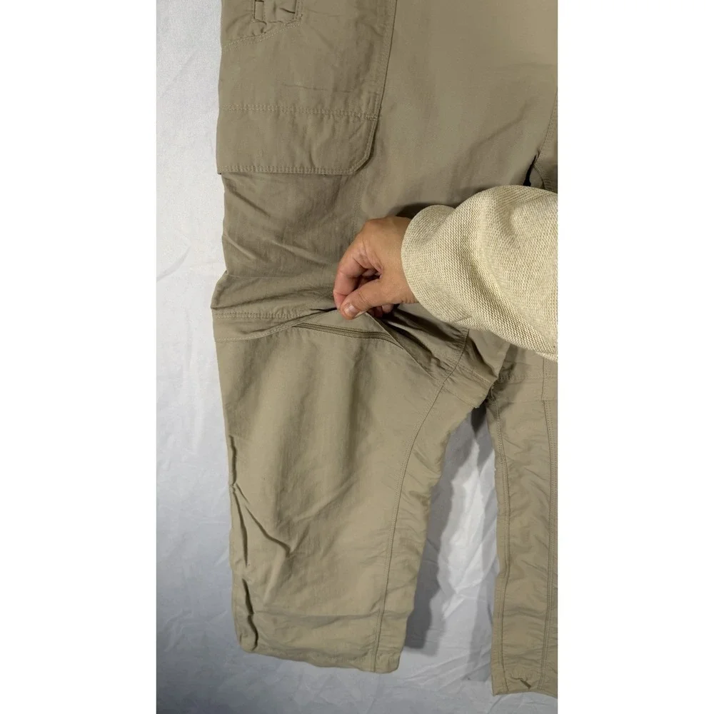 The North Face Convertible Cargo Belted Pants Mens XL Beige Work Hiking Outdoor‎